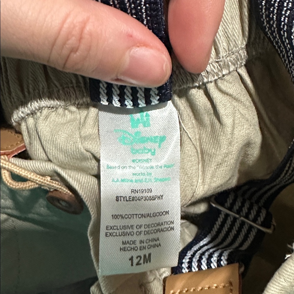 Disney Beige and Navy Baby Pants and suspenders  - Winnie the Pooh - Picture 3 of 3